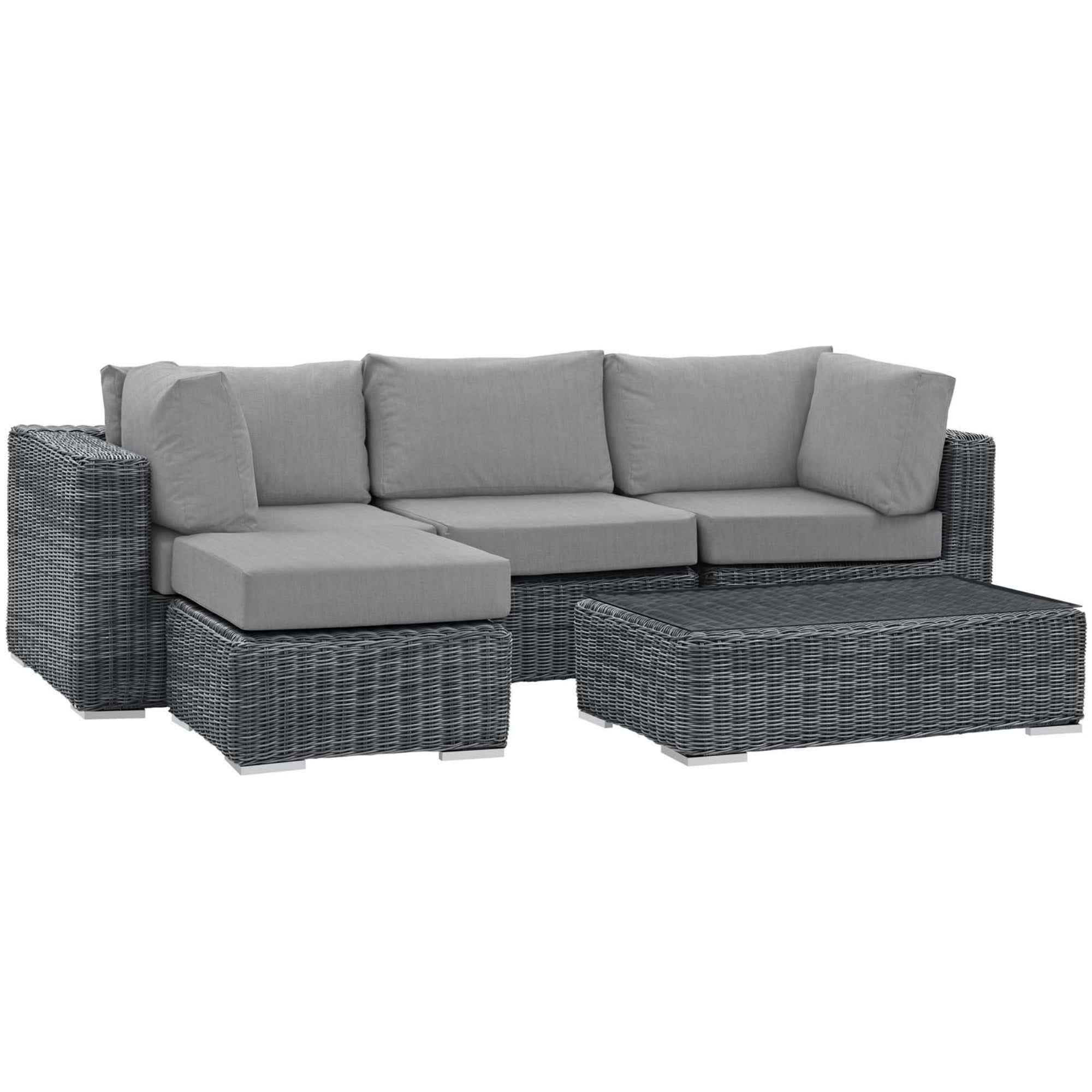 Summon Outdoor Patio Sectional Sofa Set - Comfortable, Durable, And Stylish - Includes Armless Chair, Coffee Table, Ottoman, And Corner Pieces - Perfect For Patio, Backyard, Or Poolside Gathering
