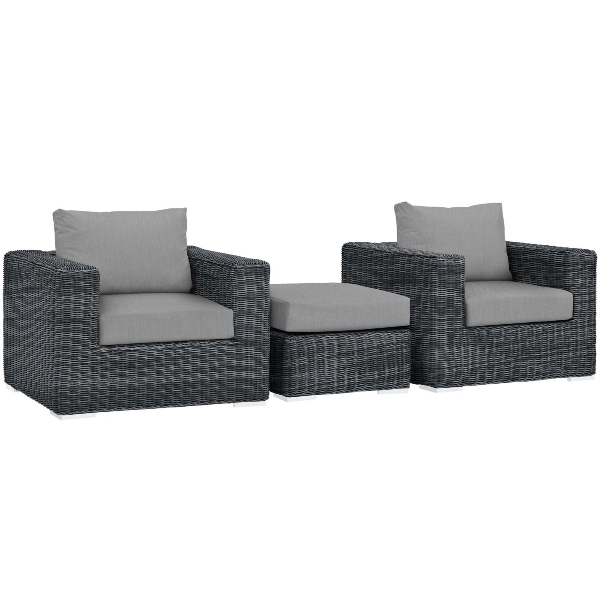Summon Outdoor Patio Sectional Sofa Set - Two-Tone Rattan, Sunbrella Cushions, Aluminum Frame - Perfect For Patio, Backyard, Poolside Gathering
