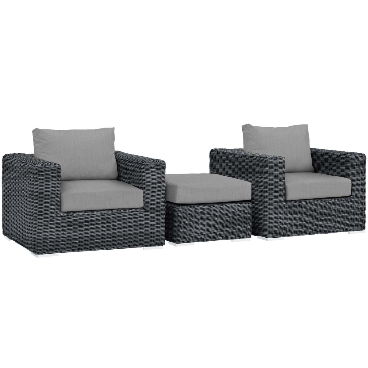 Summon Outdoor Patio Sectional Sofa Set - Two-Tone Rattan, Sunbrella Cushions, Aluminum Frame - Perfect For Patio, Backyard, Poolside Gathering