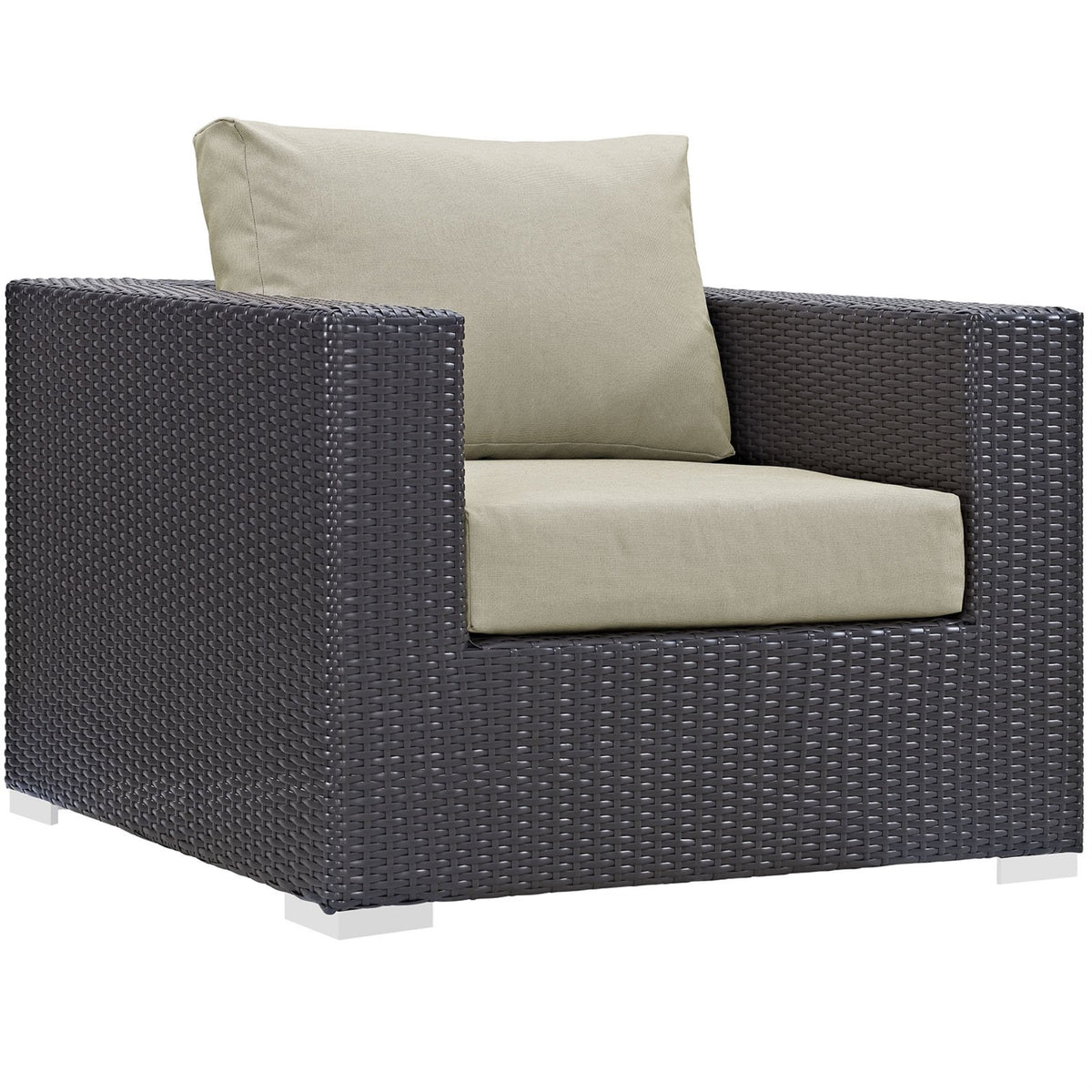 Casafoyer Convene Wicker Rattan Outdoor Patio Armchair In Espresso Beige