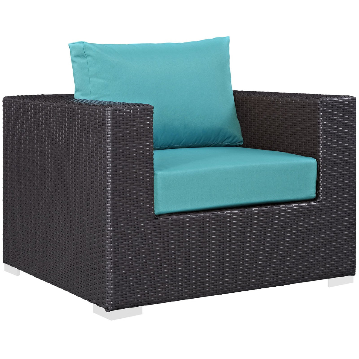 Casafoyer Convene Wicker Rattan Outdoor Patio Armchair In Espresso Turquoise