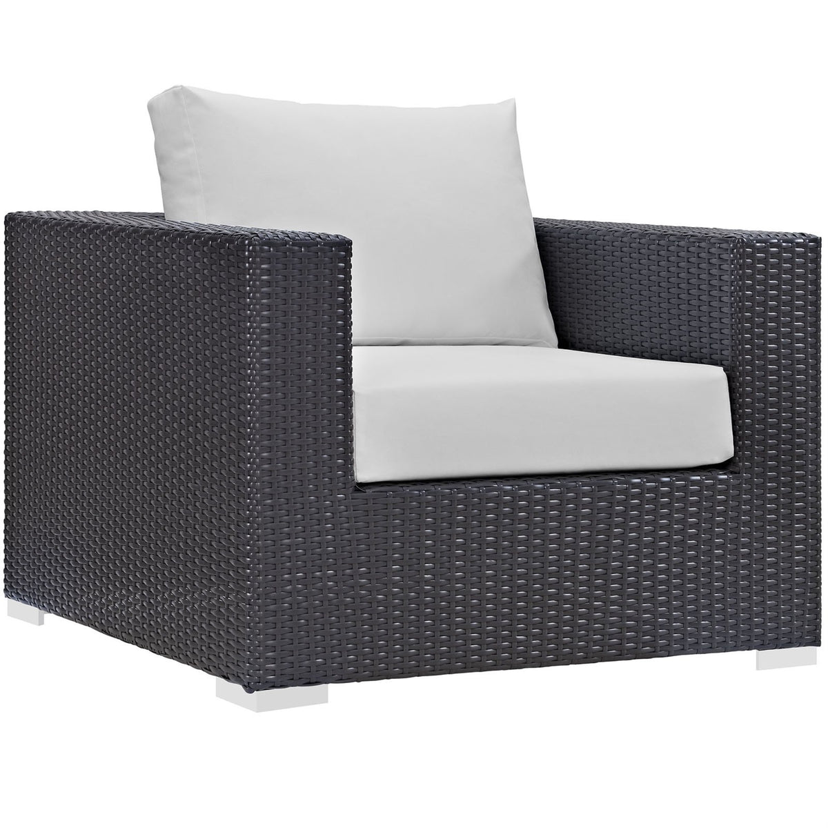 Casafoyer Convene Wicker Rattan Outdoor Patio Arm Chair With Cushions In Espresso White