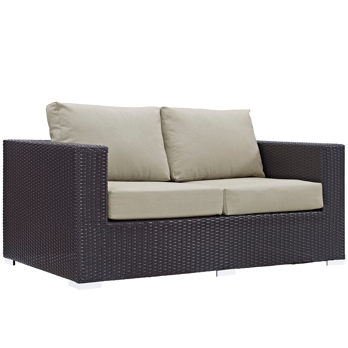 Convene Outdoor Patio Loveseat - Espresso Beige
