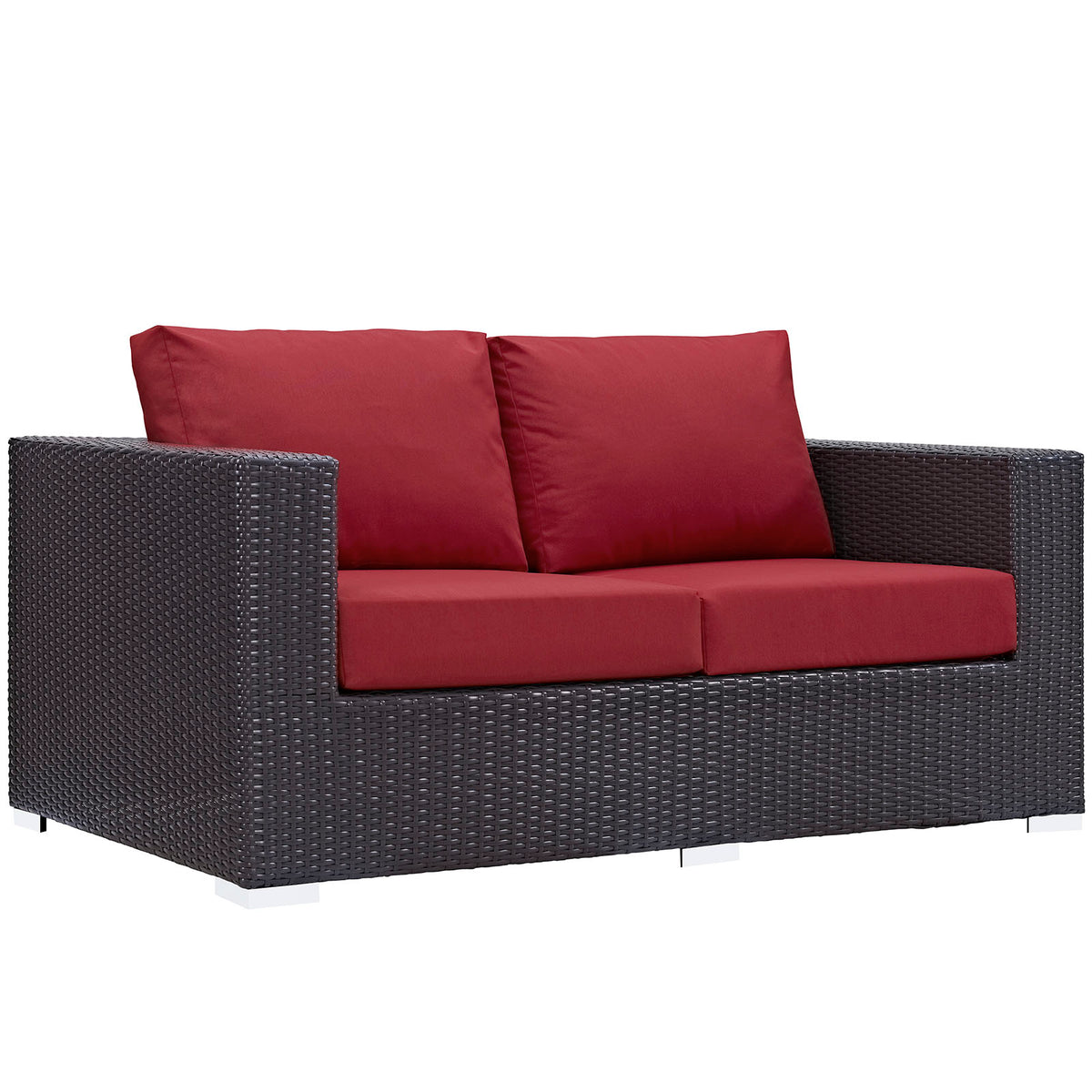 Convene Outdoor Patio Loveseat - Espresso Red