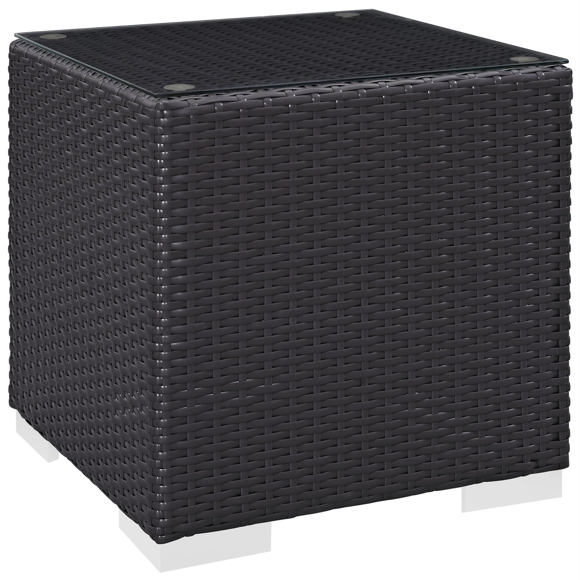 Convene Outdoor Sectional Series: Durable Rattan Weave, Powder-Coated Aluminum Frame. Includes Convene Side Table For Versatile Outdoor Gatherings.