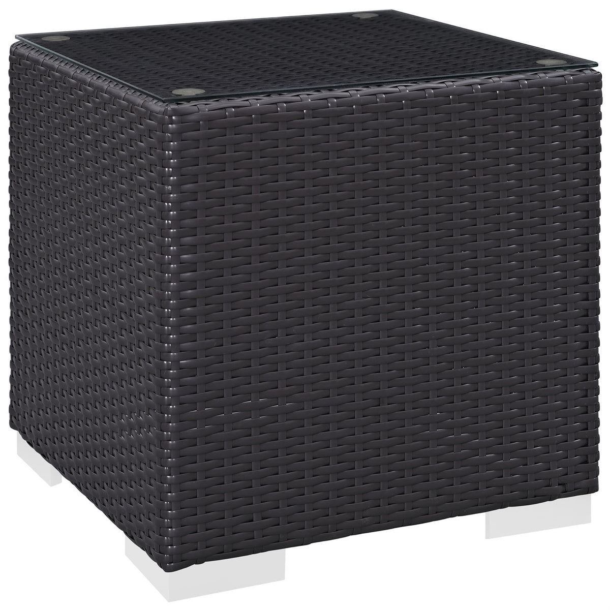 Convene Outdoor Sectional Series: Durable Rattan Weave, Powder-Coated Aluminum Frame. Includes Convene Side Table For Versatile Outdoor Gatherings.