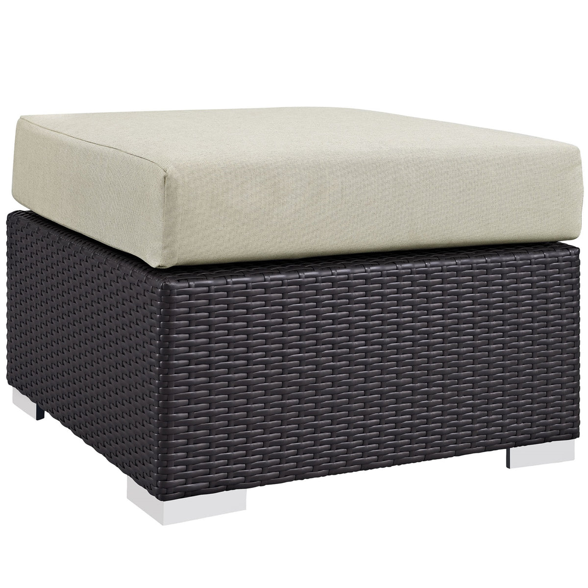 Convene Outdoor Sectional Ottoman - Durable Rattan Weave, Aluminum Frame, All-Weather Cushions - Perfect For Patio, Backyard, Poolside Gathering