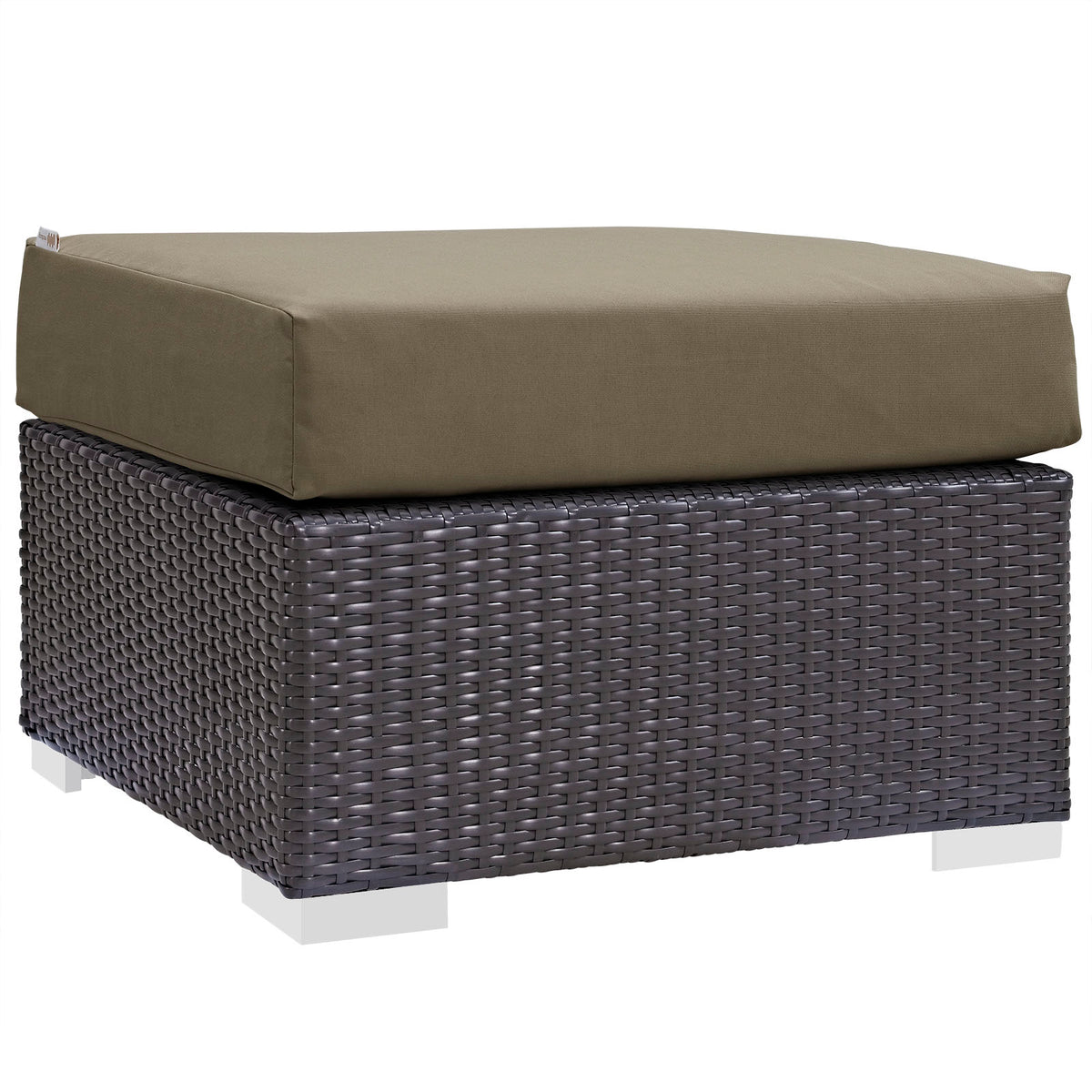 Convene Outdoor Patio Fabric Square Ottoman - Espresso Mocha