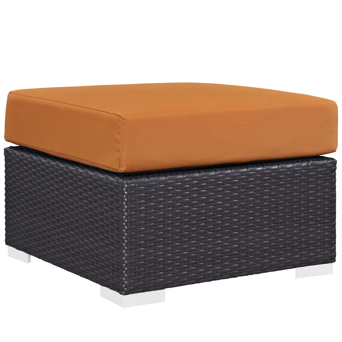 Casafoyer Eei-1911-Exp-Ora Convene Patio Fabric Square Ottoman Outdoor Furniture, Espresso Orange