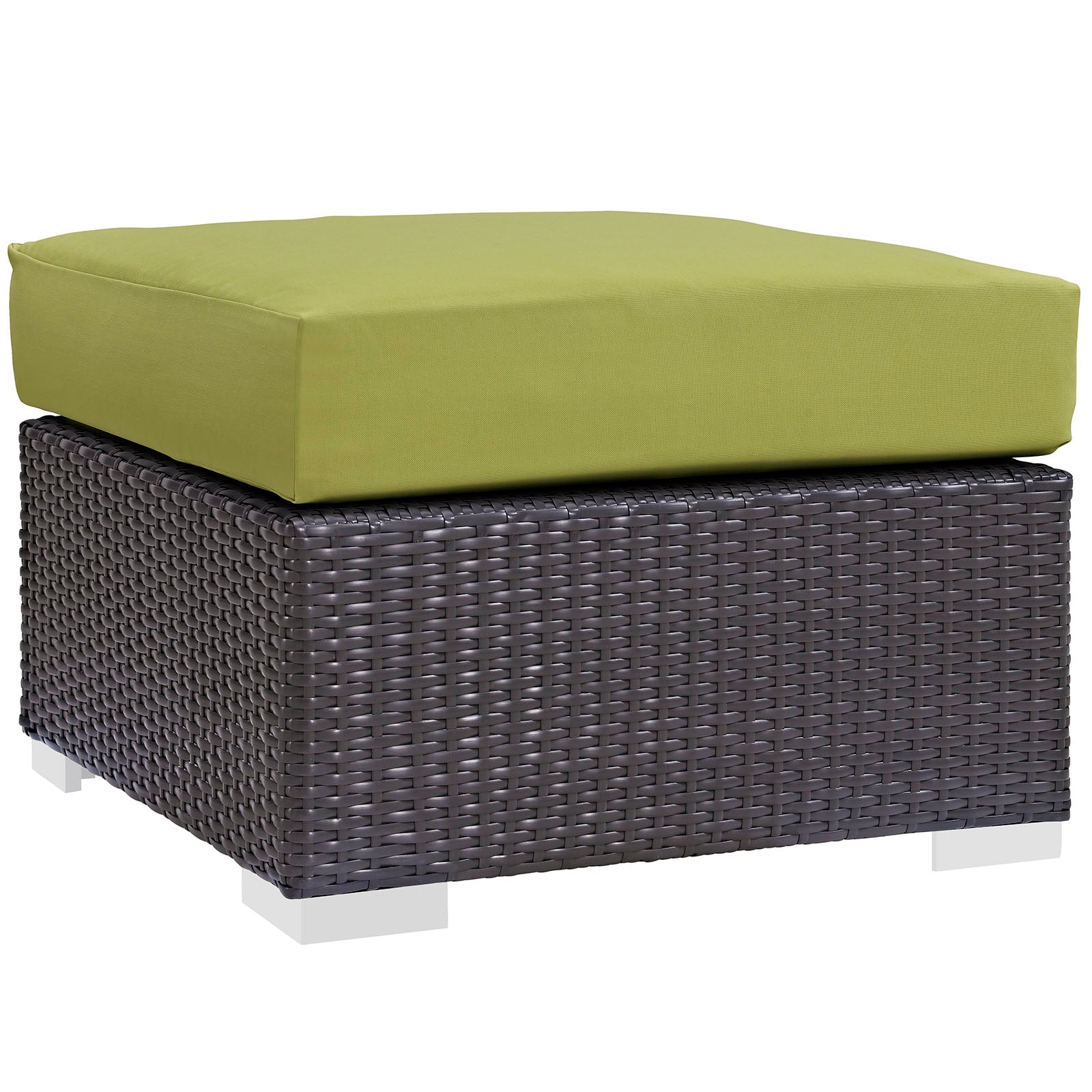 Convene Outdoor Patio Fabric Square Ottoman - Espresso Peridot