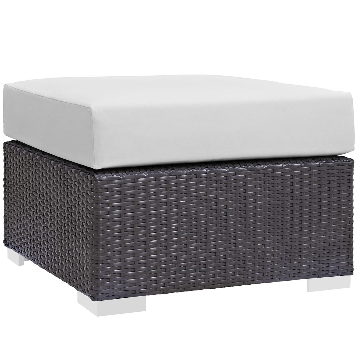 Casafoyer Convene Wicker Rattan Outdoor Patio Square Ottoman In Espresso White
