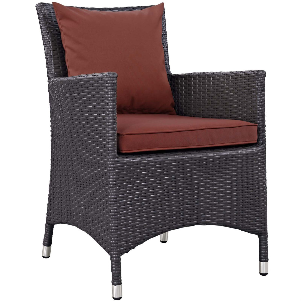 Casafoyer Convene Wicker Rattan Outdoor Patio Dining Armchair With Cushion In Espresso Curant