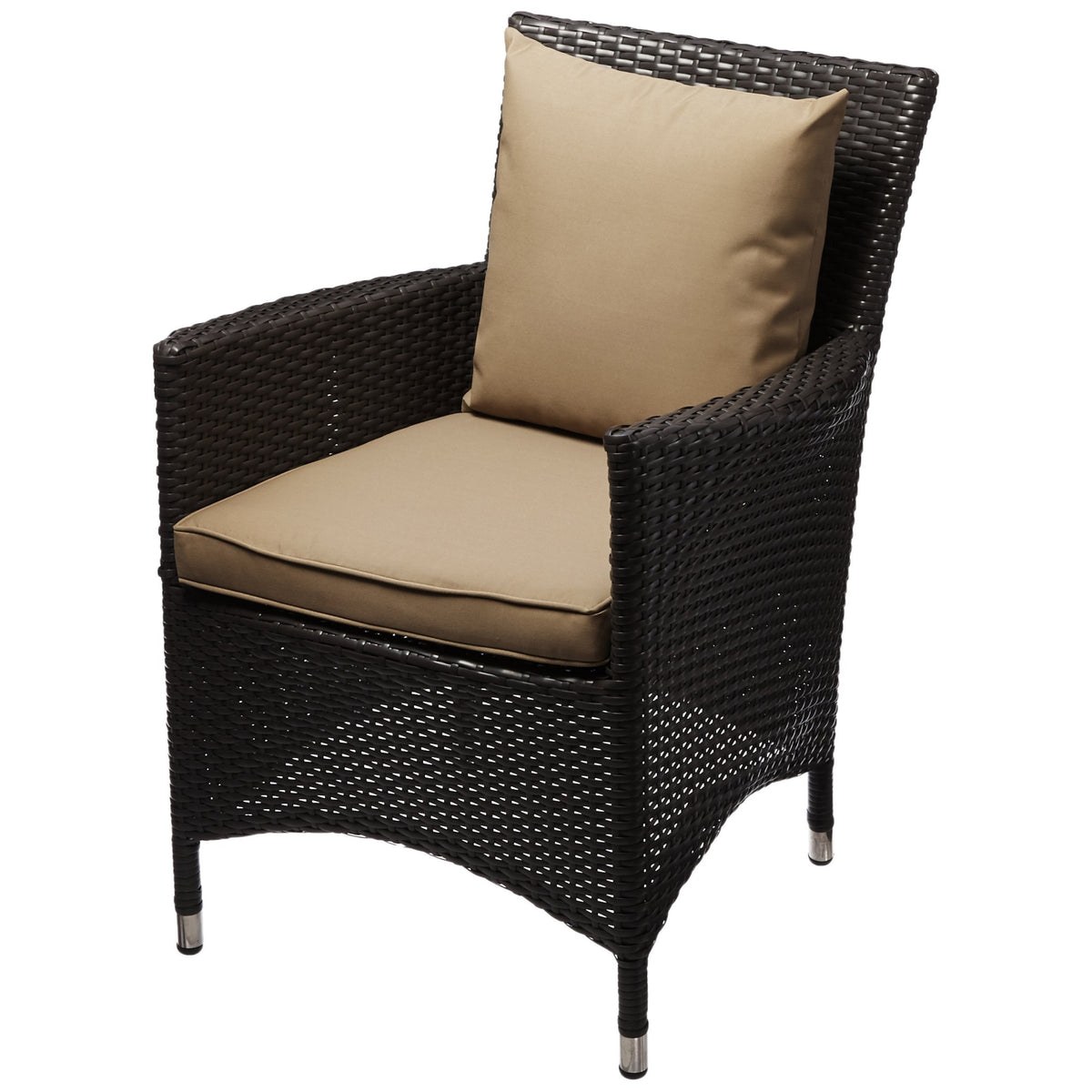 Casafoyer Convene Wicker Rattan Outdoor Patio Dining Armchair With Cushion In Espresso Mocha