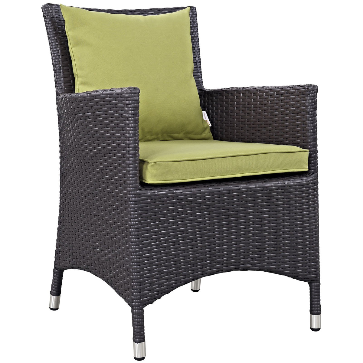 Casafoyer Convene Wicker Rattan Outdoor Patio Dining Armchair With Cushion In Espresso Peridot