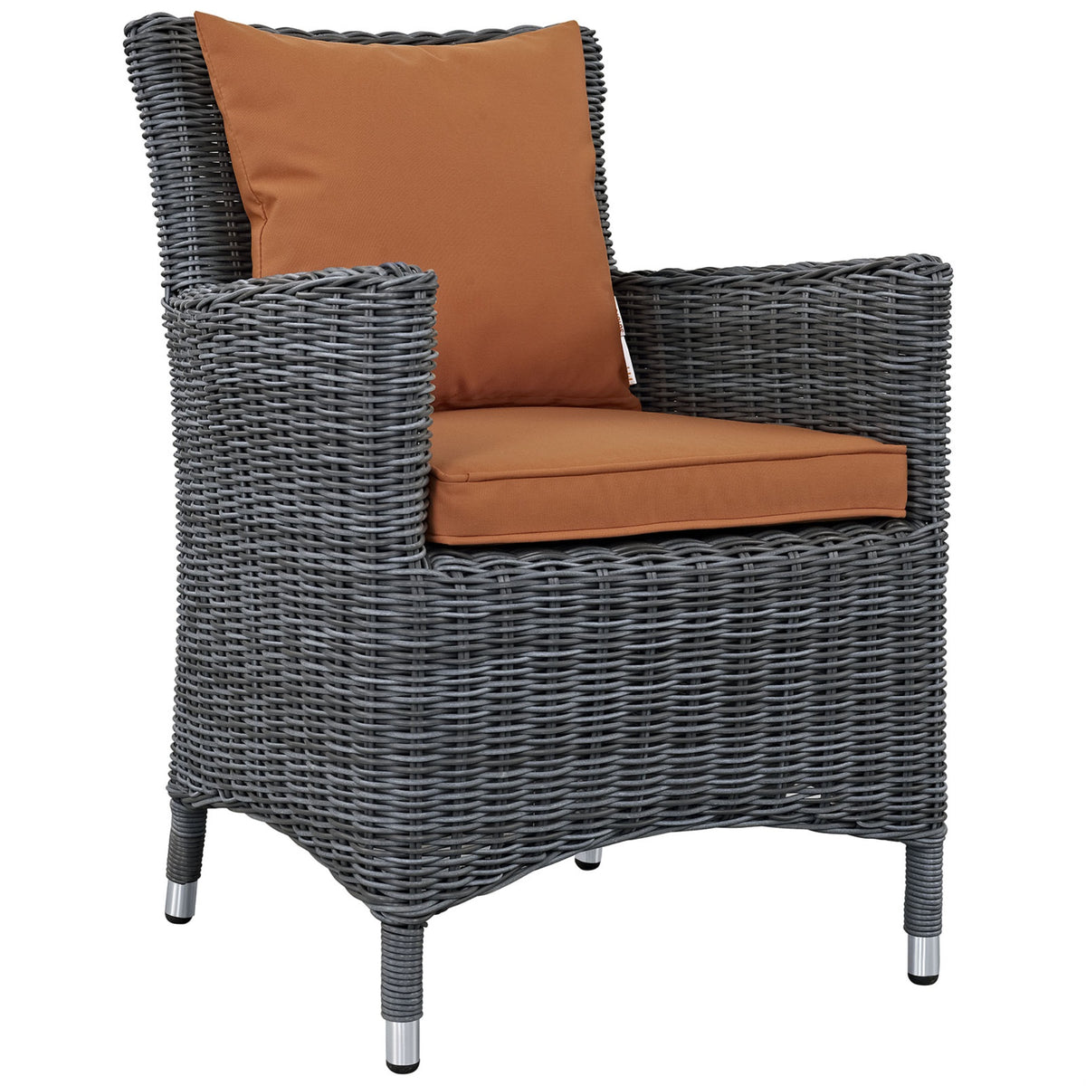 Summon Outdoor Patio Dining Arm Chair - Ultimate Comfort & Quality, Two-Tone Rattan, Sunbrella Cushions, Powder-Coated Aluminum Frame
