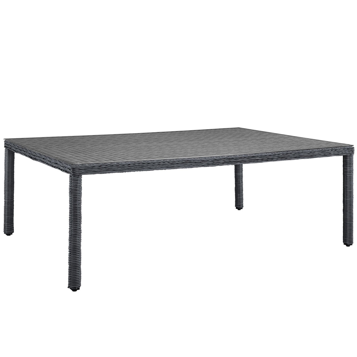Casafoyer Summon Wicker Rattan Outdoor Patio 90' Rectangle Dining Table In Gray