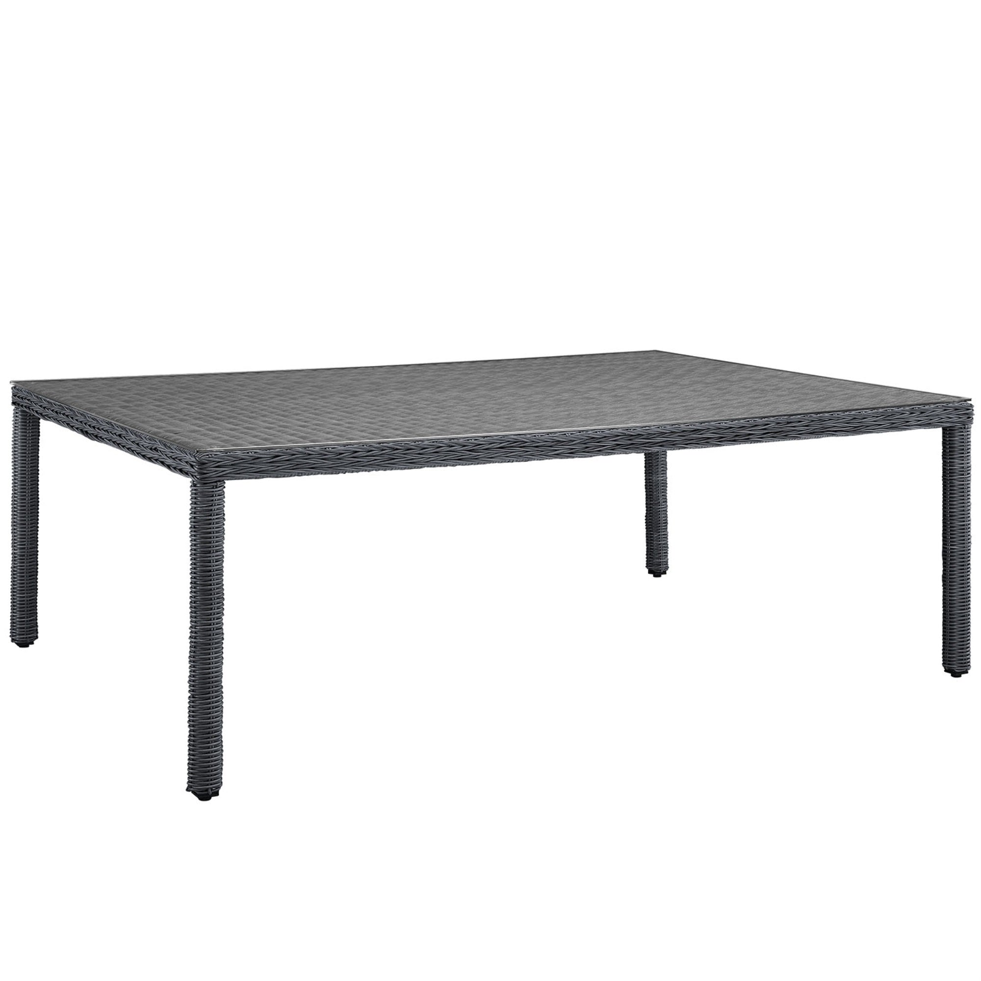 Summon Outdoor Patio 90' Rectangle Dining Table - Luxurious Ambiance, Durable Synthetic Rattan, Uv Resistant, Powder-Coated Aluminum Frame. Perfect For Patio, Backyard, Poolside. Umbrella Not Included.