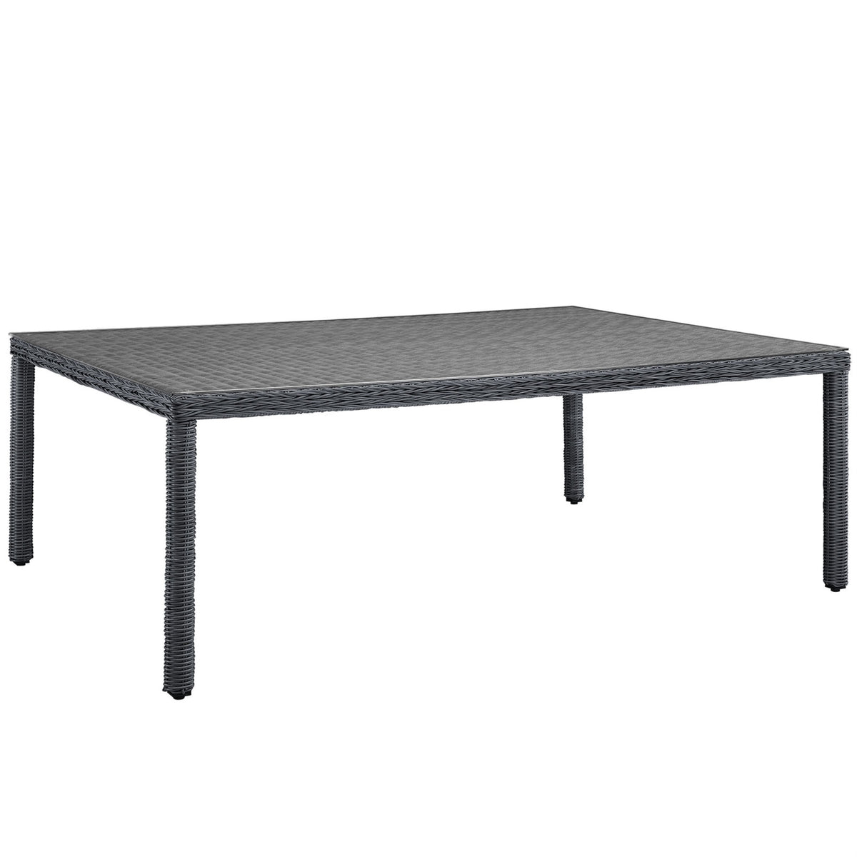Summon Outdoor Patio 90' Rectangle Dining Table - Luxurious Ambiance, Durable Synthetic Rattan, Uv Resistant, Powder-Coated Aluminum Frame. Perfect For Patio, Backyard, Poolside. Umbrella Not Included.