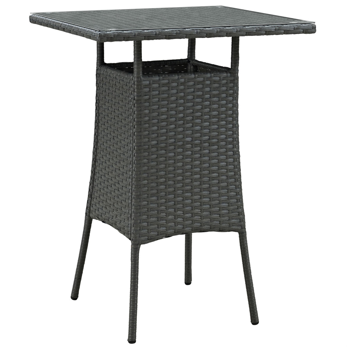 Sojourn Outdoor Patio Furniture Collection - Square Bar Table For Versatile Seating Experience, Synthetic Rattan Weave, Uv Protection, Powder-Coated Aluminum Frame - Perfect For Patio, Backyard, Poolside.