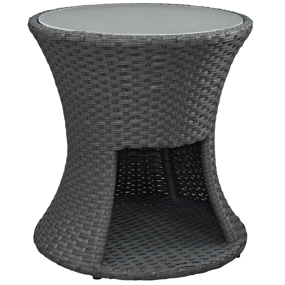 Sojourn Outdoor Patio Furniture Collection - Round Patio Side Table With Synthetic Rattan Weave, Uv Protection, And Aluminum Frame
