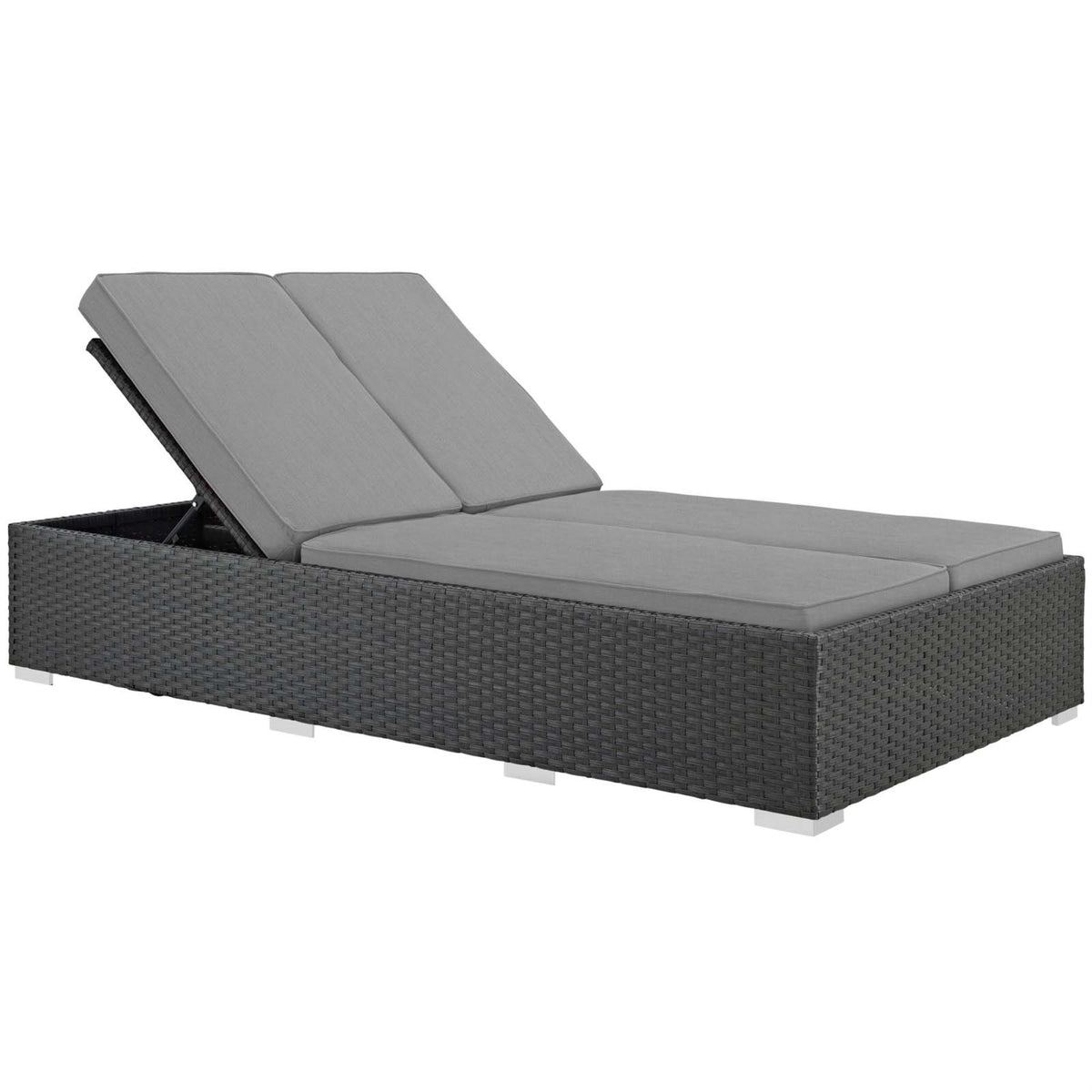Sojourn Outdoor Patio Double Chaise Lounge Chair - Sunbrella Fabric, Synthetic Rattan, Uv Protection, Aluminum Frame - Ideal For Patio, Backyard, Poolside