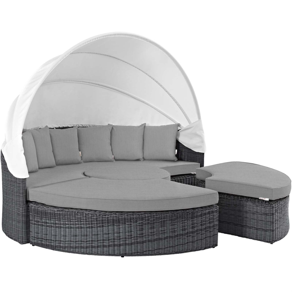 Casafoyer Summon Outdoor Patio Daybed With Canopy And Sunbrella Cushions In Canvas Gray