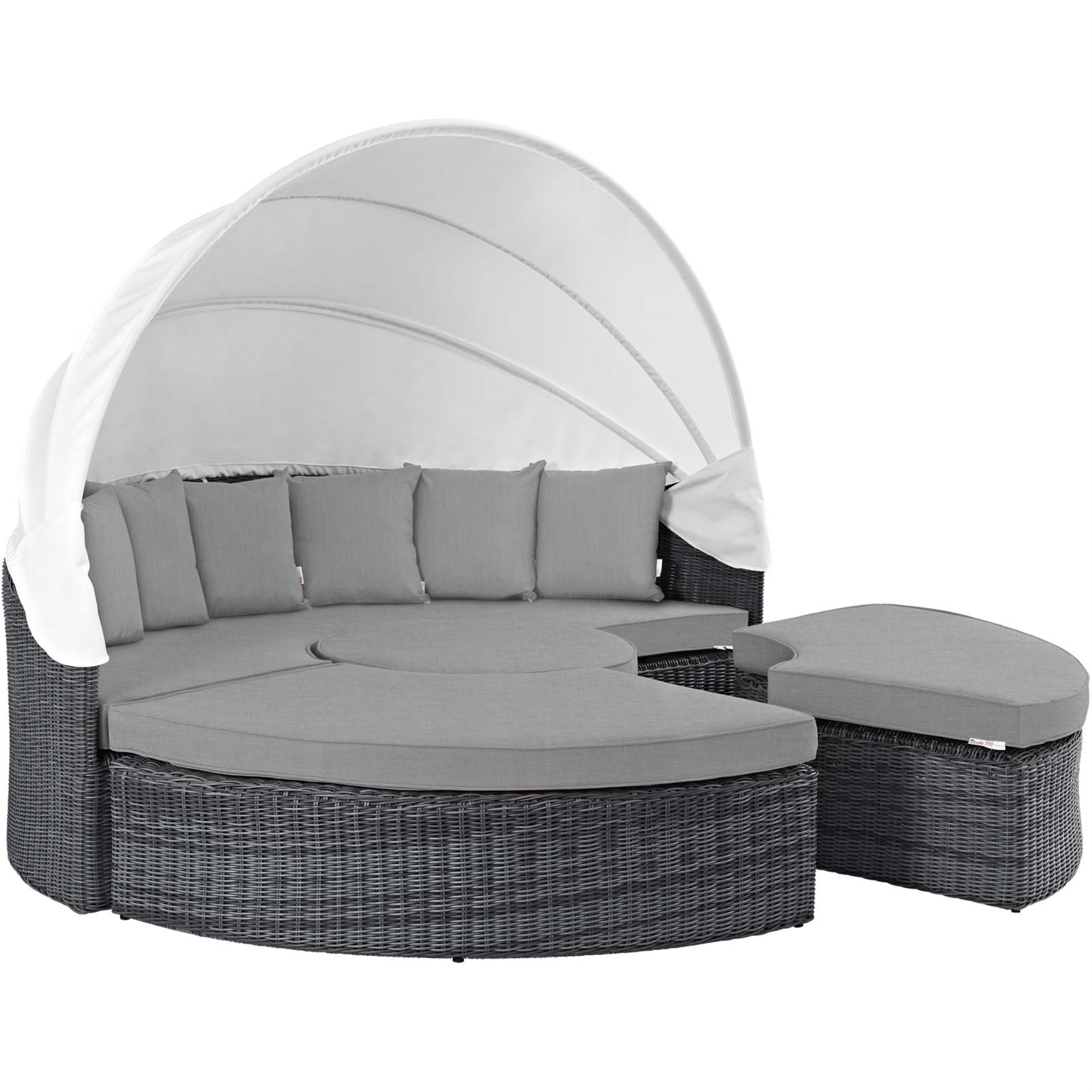 Summon Outdoor Patio Sectional Daybed With Retractable Canopy - Comfortable & Durable Daybed For Outdoor Relaxation - Sunbrella Fabric, Uv Protection - Elegant Modern Design - Perfect For Patio, Backyard, Poolside Gathering - Canvas Gray