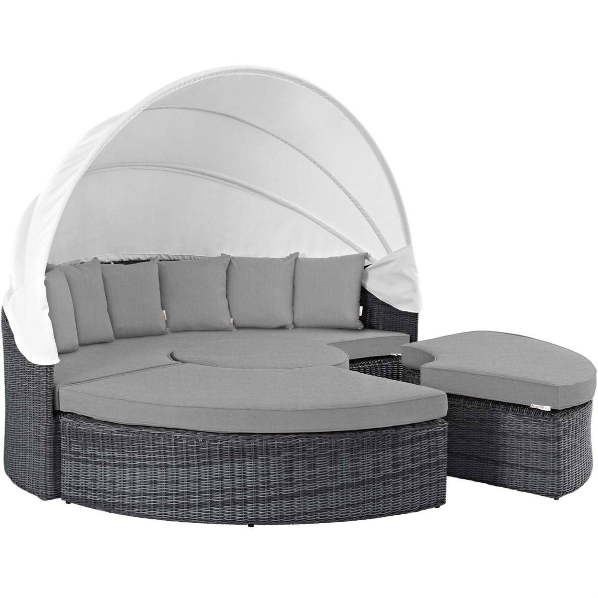 Summon Outdoor Patio Sectional Daybed With Retractable Canopy - Comfortable & Durable Daybed For Outdoor Relaxation - Sunbrella Fabric, Uv Protection - Elegant Modern Design - Perfect For Patio, Backyard, Poolside Gathering - Canvas Gray