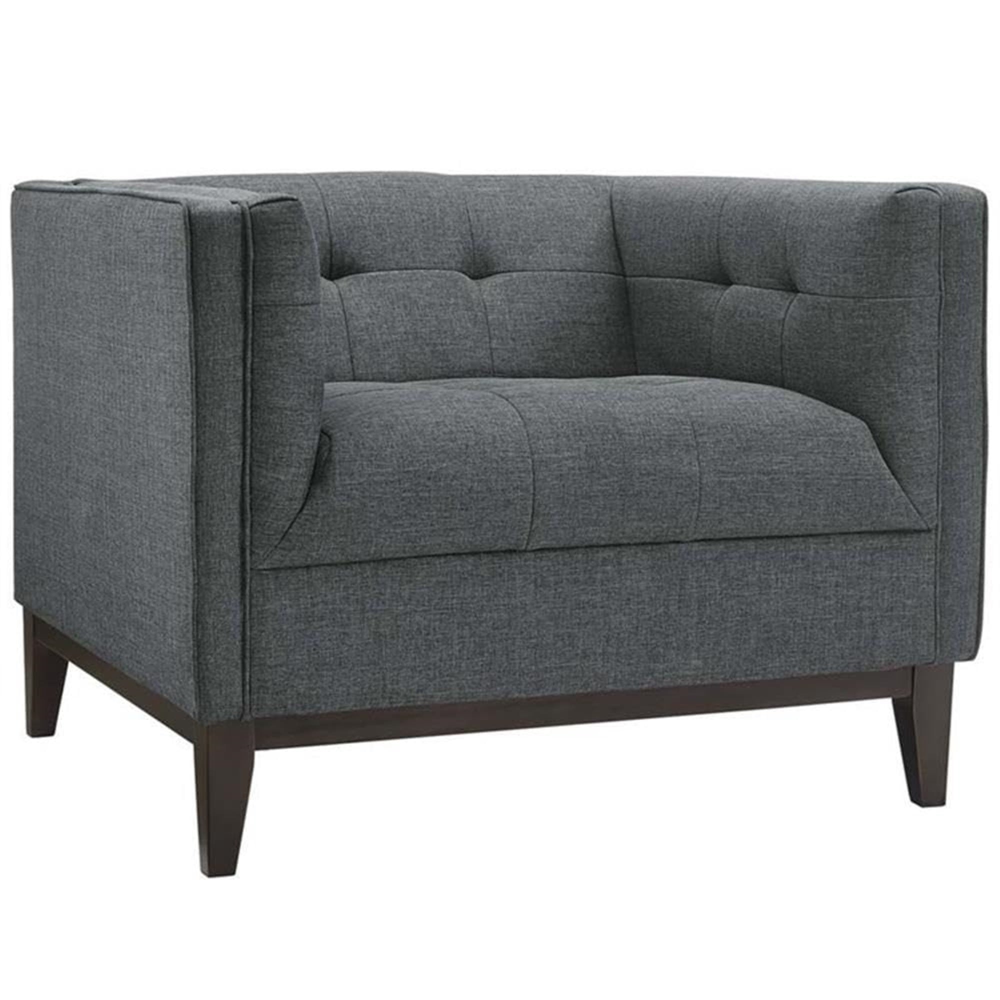 Casafoyer Serve Modern Accent Arm Lounge Chair With Upholstered Fabric Tufted Fabric In Gray