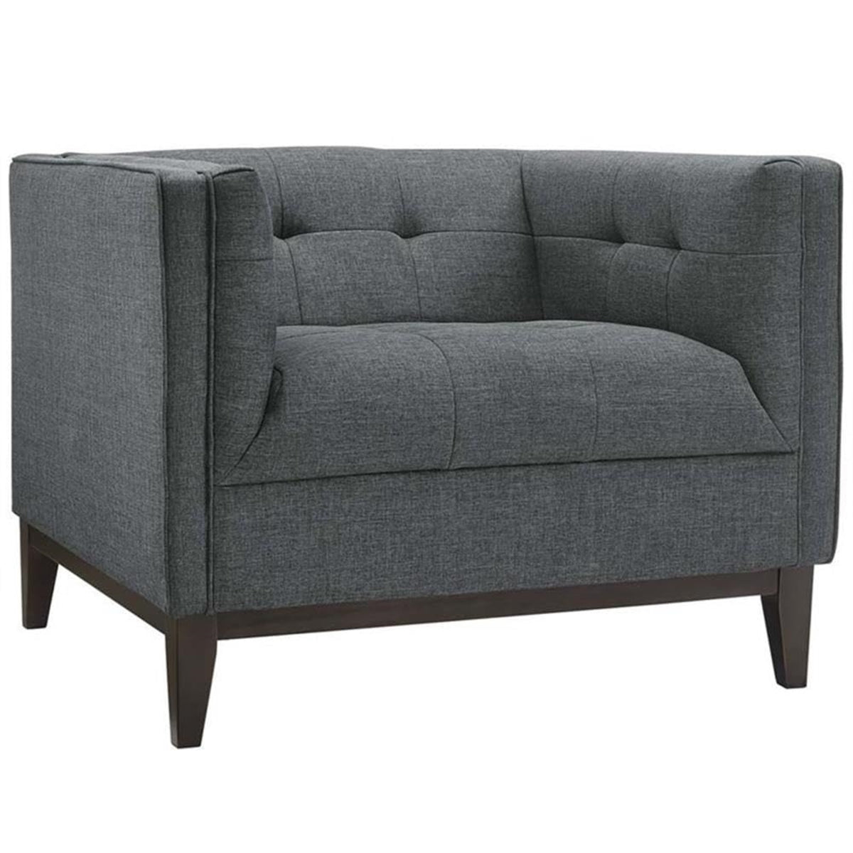 Casafoyer Serve Modern Accent Arm Lounge Chair With Upholstered Fabric Tufted Fabric In Gray