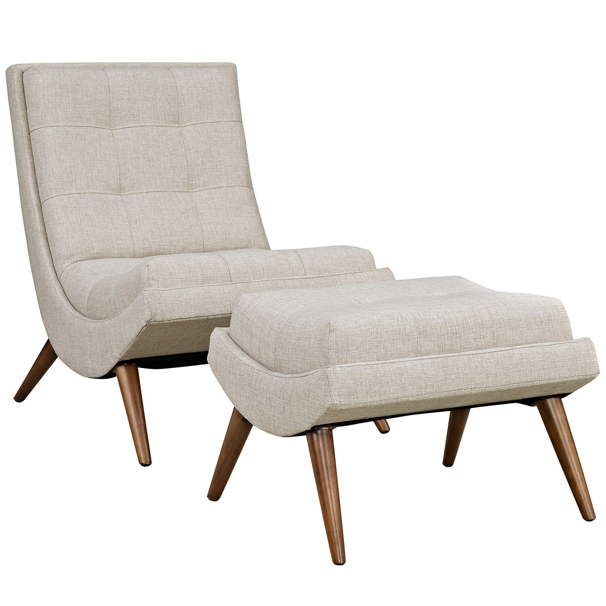 Ramp Upholstered Fabric Lounge Chair Set - Sand