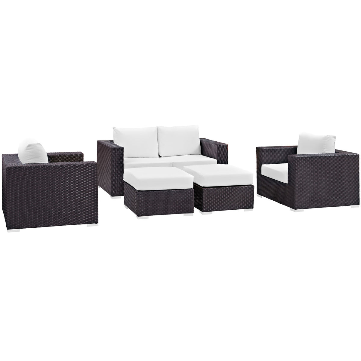 Convene Outdoor Sectional Set - Synthetic Rattan, Aluminum Frame, All-Weather Cushions - Patio Sofa, Loveseat, Armchairs, Ottomans