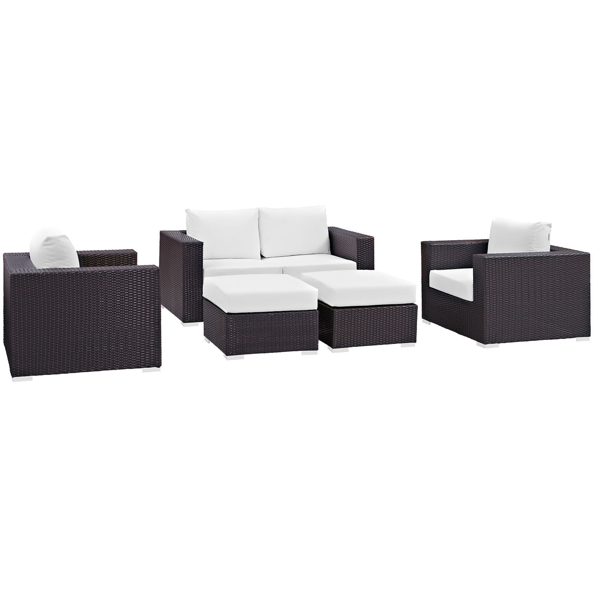 Convene 5 Piece Outdoor Patio Sofa Set - Espresso White