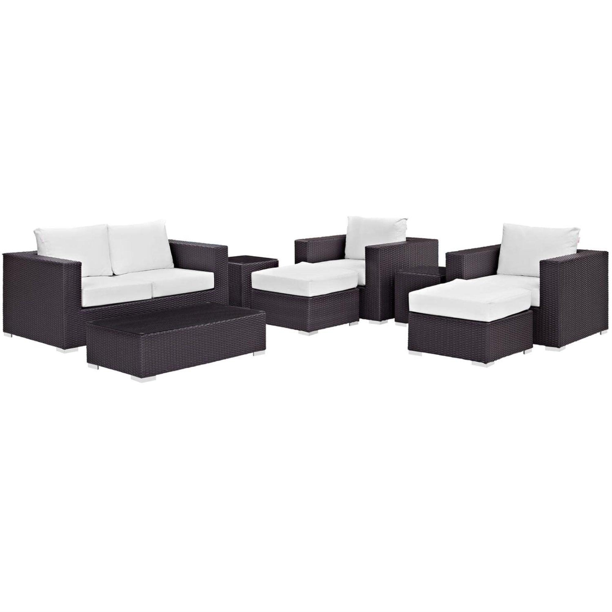 Casafoyer Convene 8-Piece Outdoor Patio Sofa Set With Powder Coated Aluminum Frame In Espresso White