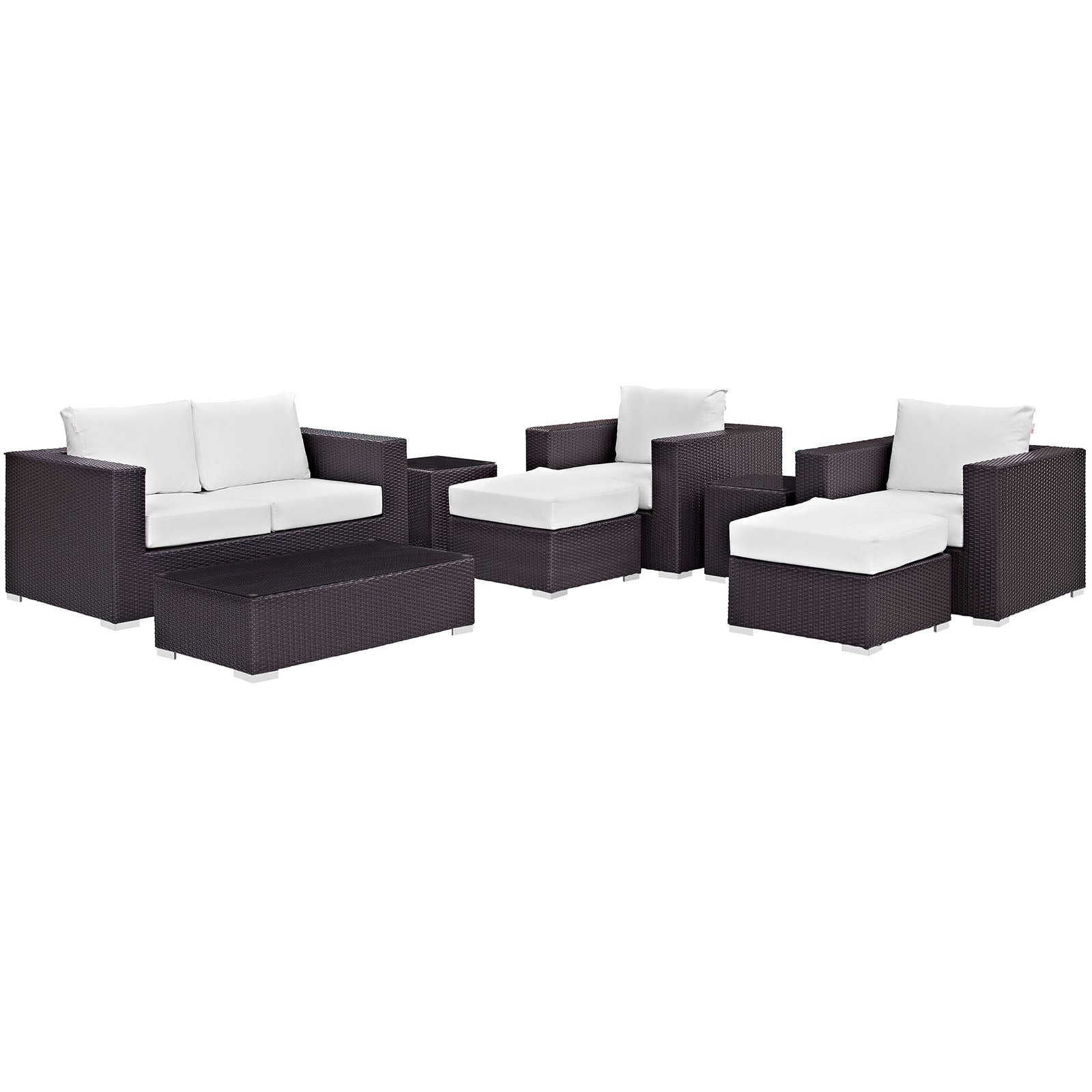 Convene 8 Piece Outdoor Patio Sofa Set - Espresso White