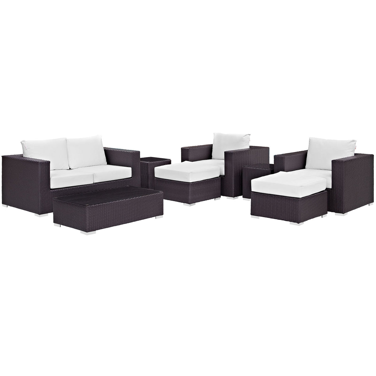 Convene 8 Piece Outdoor Patio Sofa Set - Espresso White