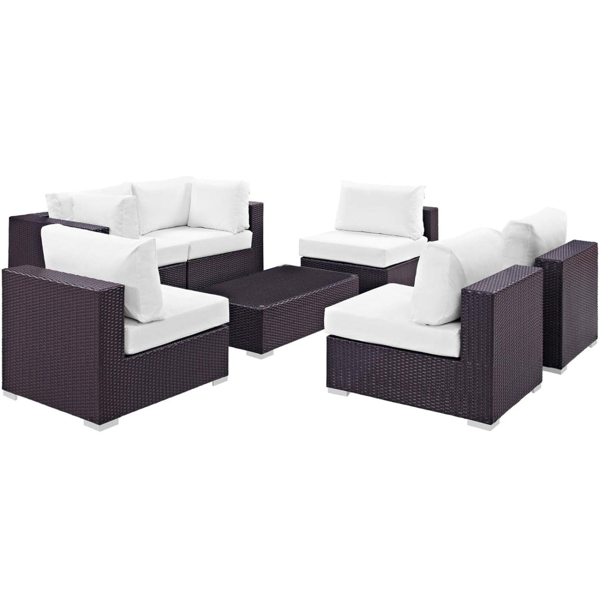 Casafoyer Convene 7-Piece Outdoor Patio Sectional Set In Espresso White