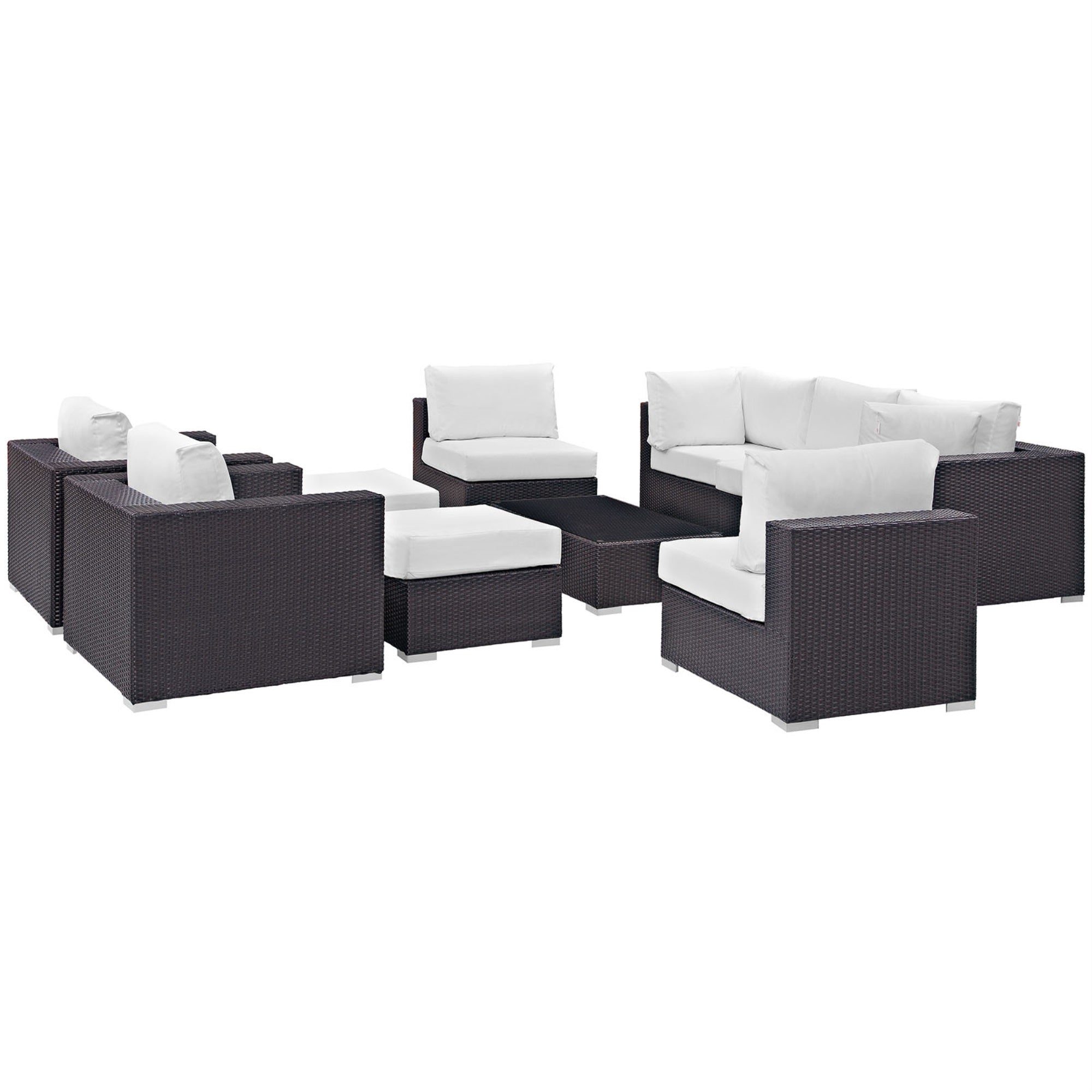 Convene Outdoor Sectional Set - Durable Rattan Weave, Adjustable & Versatile, Weather-Resistant Cushions - Patio Sofa Set With Coffee Table, Armless Chairs, Armchairs, Corners, And Ottomans