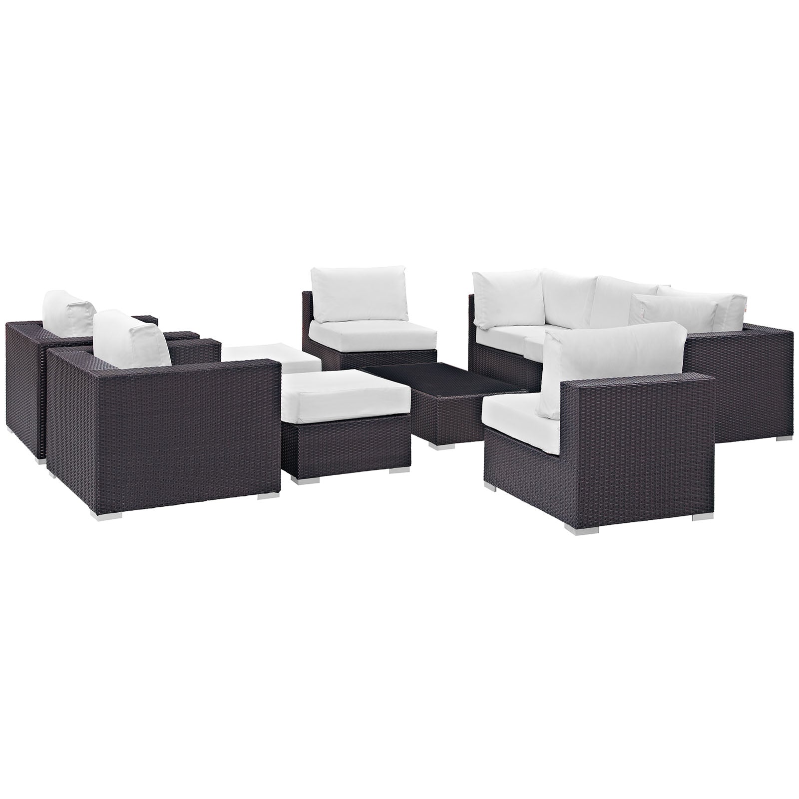 Convene 10 Piece Outdoor Patio Sectional Set - Espresso White