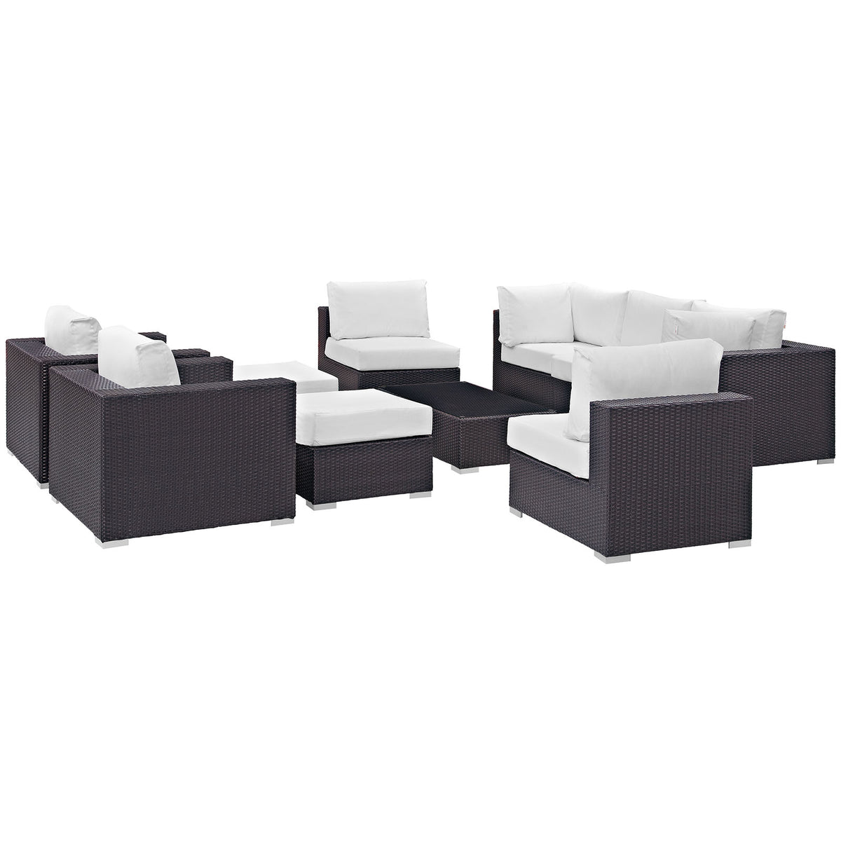 Convene 10 Piece Outdoor Patio Sectional Set - Espresso White
