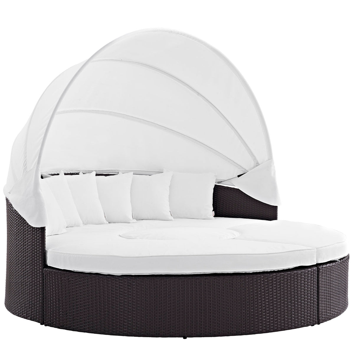 Convene Canopy Outdoor Patio Daybed - Espresso White