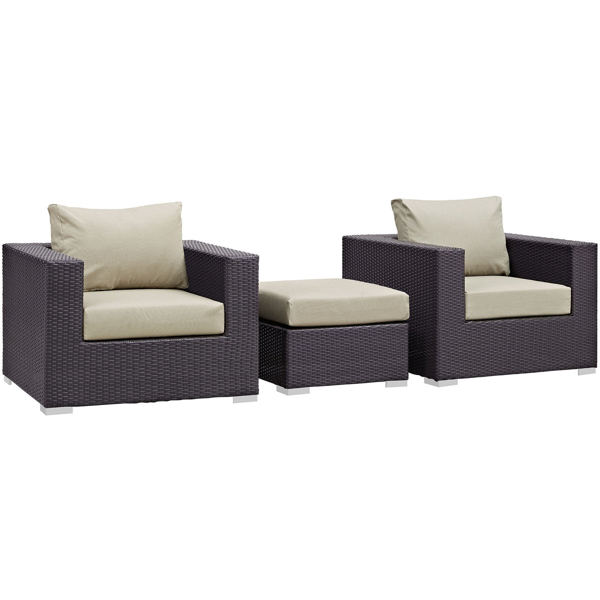Convene 3 Piece Outdoor Patio Sofa Set - Espresso Beige