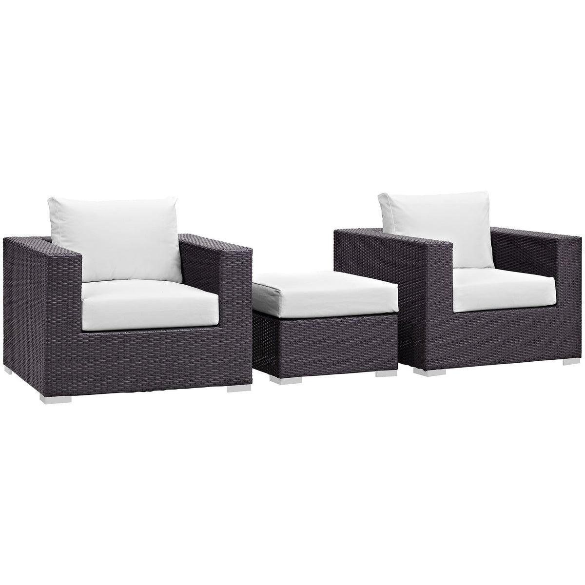 Convene 3 Piece Outdoor Patio Sofa Set - Espresso White