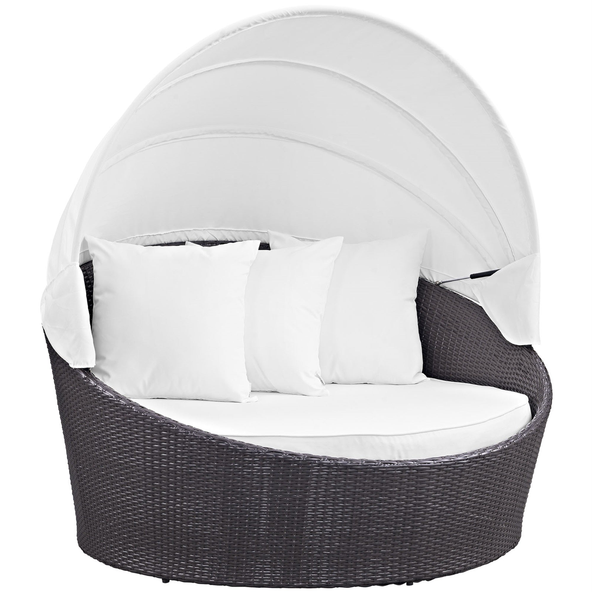 Convene Outdoor Sectional: Versatile Patio Daybed With Canopy - Durable Rattan Weave, Weather-Resistant Cushions - Ideal For Small Spaces And Balconies