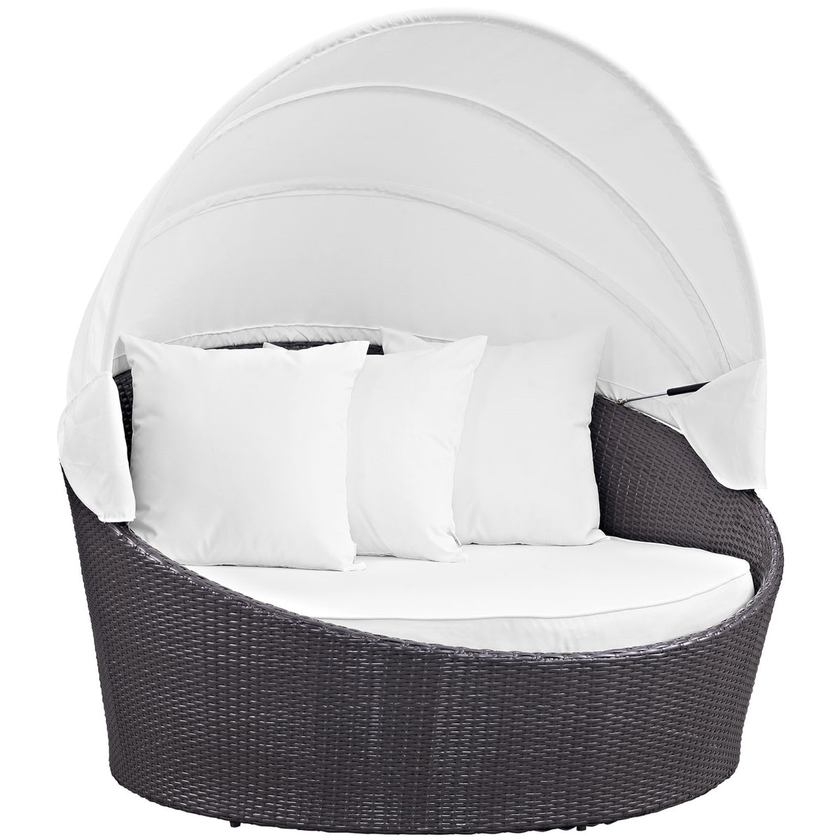 Convene Outdoor Sectional: Versatile Patio Daybed With Canopy - Durable Rattan Weave, Weather-Resistant Cushions - Ideal For Small Spaces And Balconies