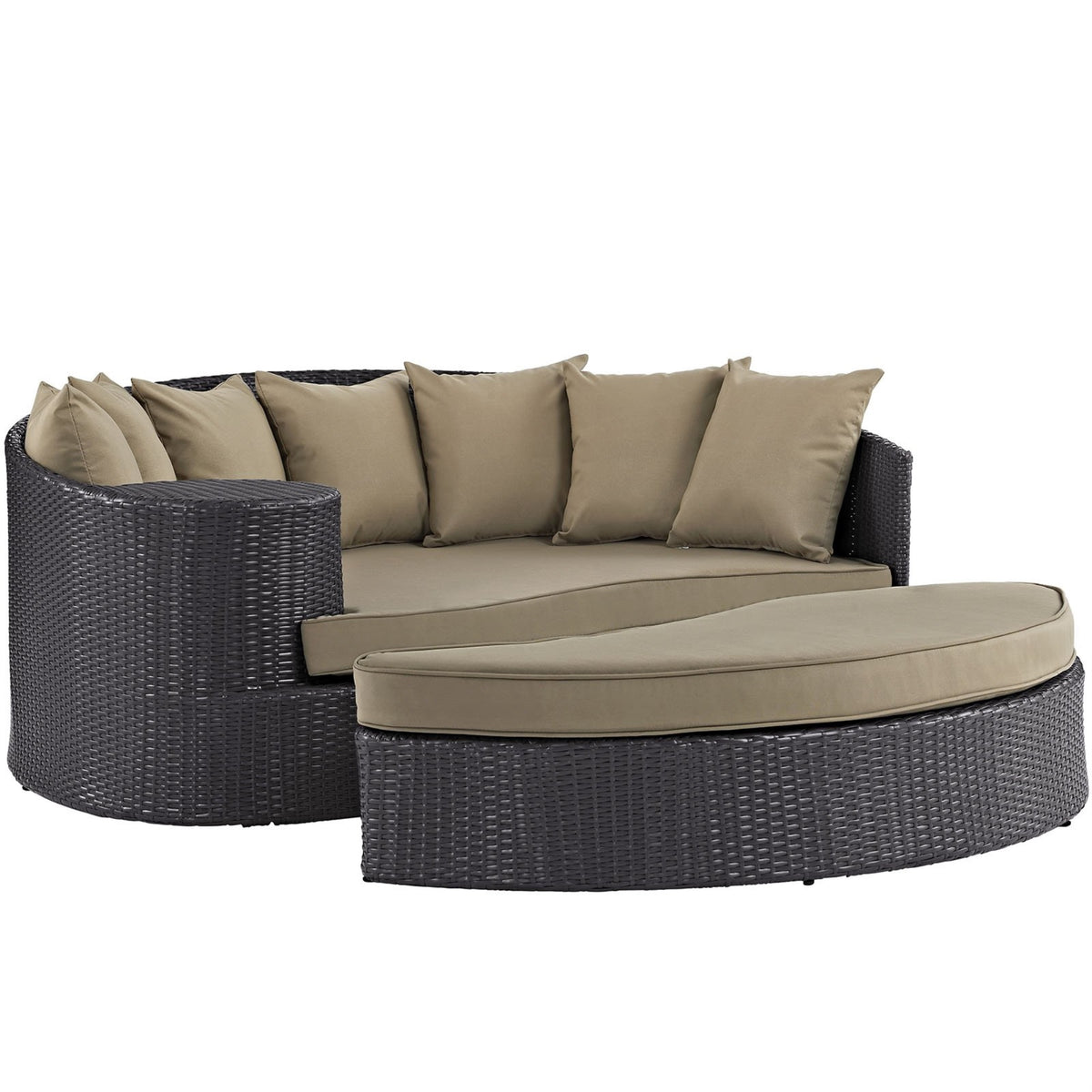 Casafoyer Convene Wicker Rattan Outdoor Patio Poolside Sectional Sofa Daybed With Cushions In Espresso Mocha