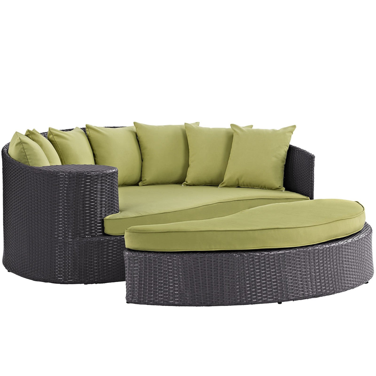 Casafoyer Convene Wicker Rattan Outdoor Patio Poolside Sectional Sofa Daybed With Cushions In Espresso Peridot