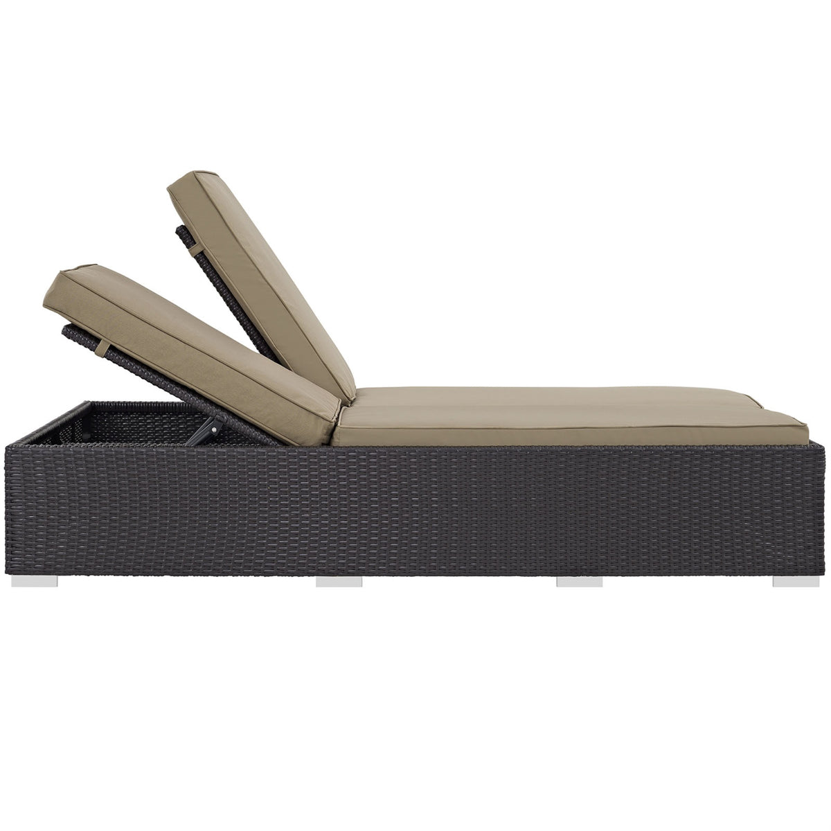 Convene Outdoor Sectional: Double Lounge Chair & Reclining Chaise Set - Weather-Resistant Cushions, Durable Rattan Weave & Aluminum Frame