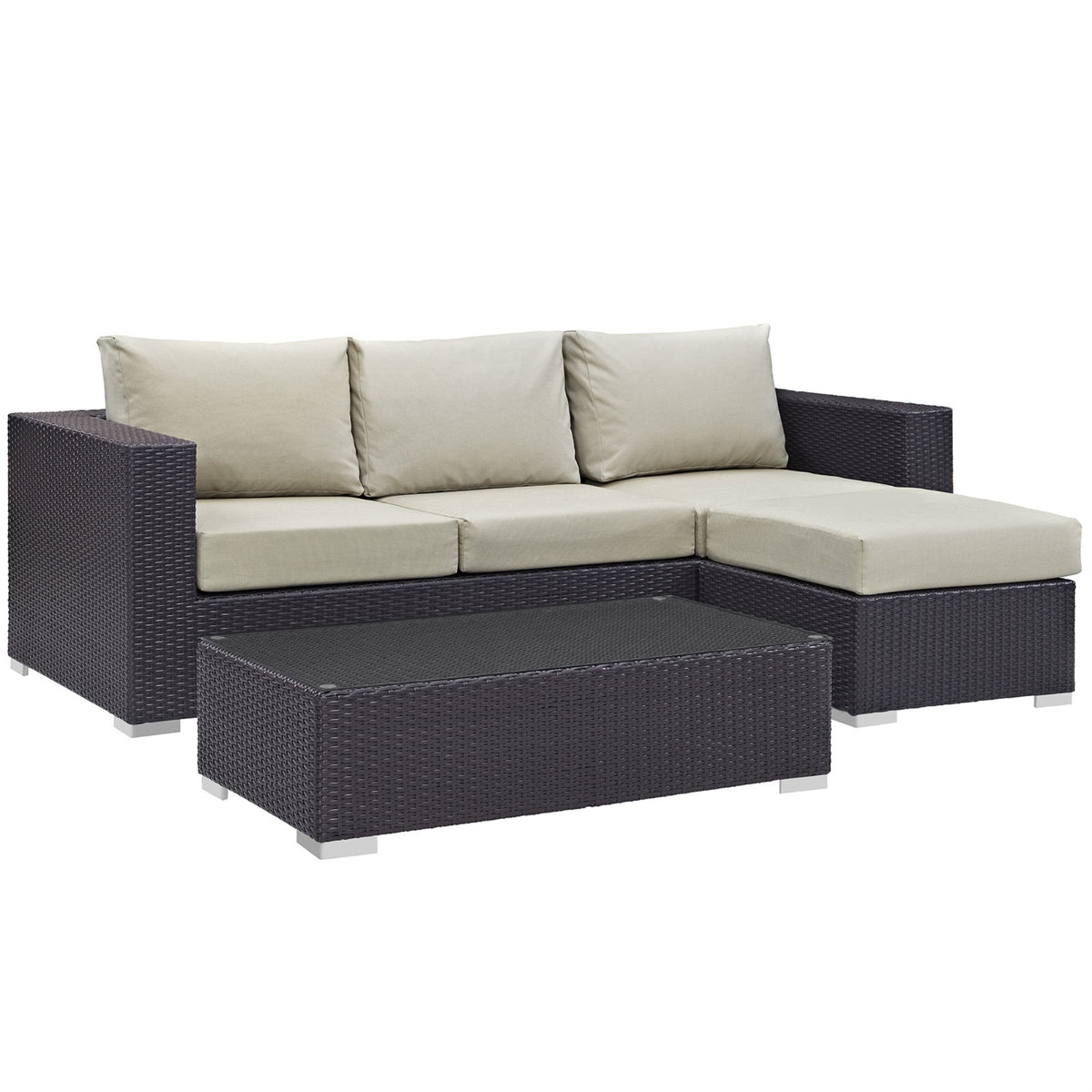 Convene Outdoor Sectional Set - Durable Rattan & Aluminum Frame - All-Weather Cushions - Patio, Backyard, Poolside Furniture