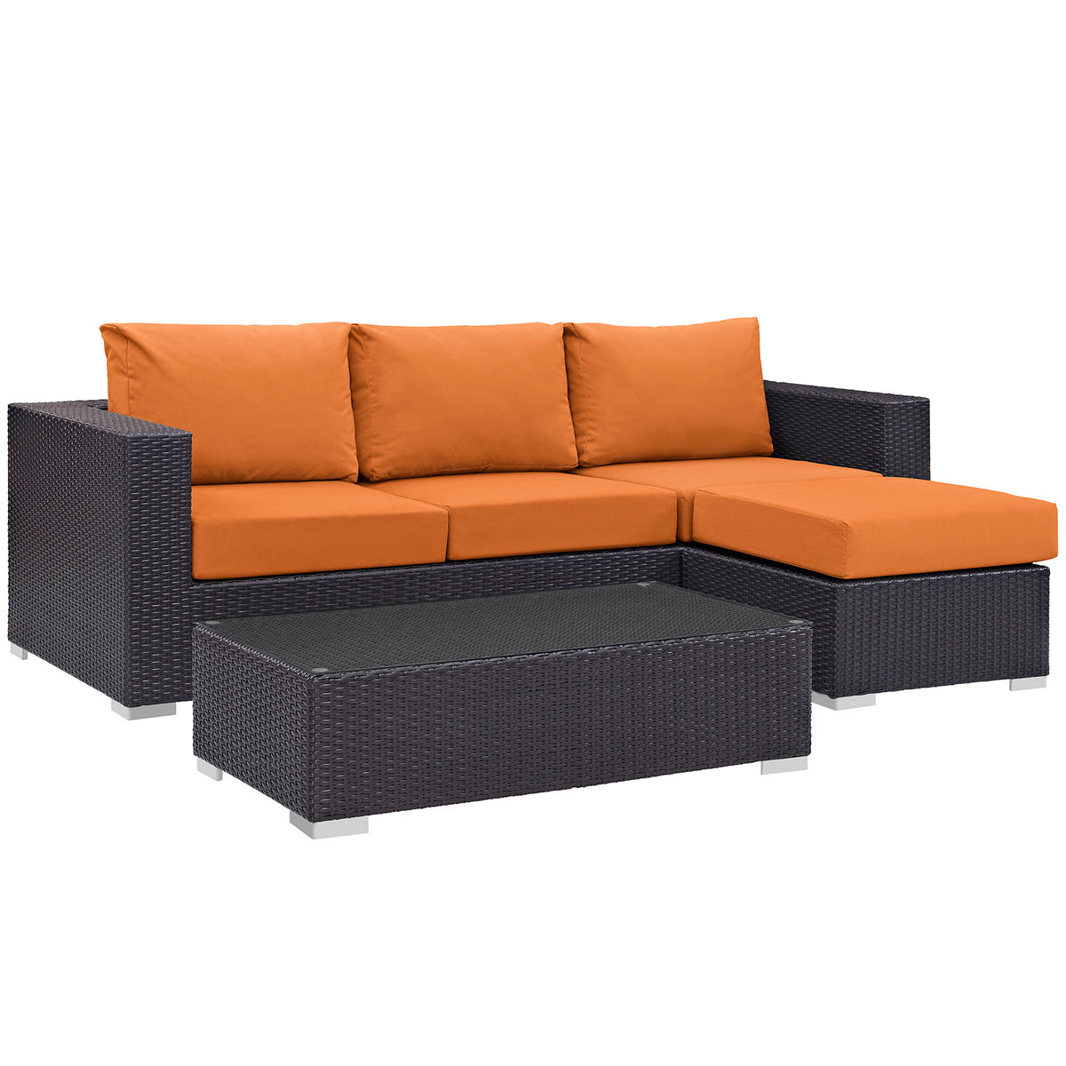 Convene 3 Piece Outdoor Patio Sofa Set - Espresso Orange